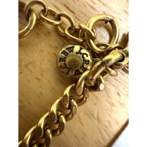 J.Crew Orange Floral Crystal Rhinestone Statement Necklace With Gold-Tone Chain - Picture 9 of 10